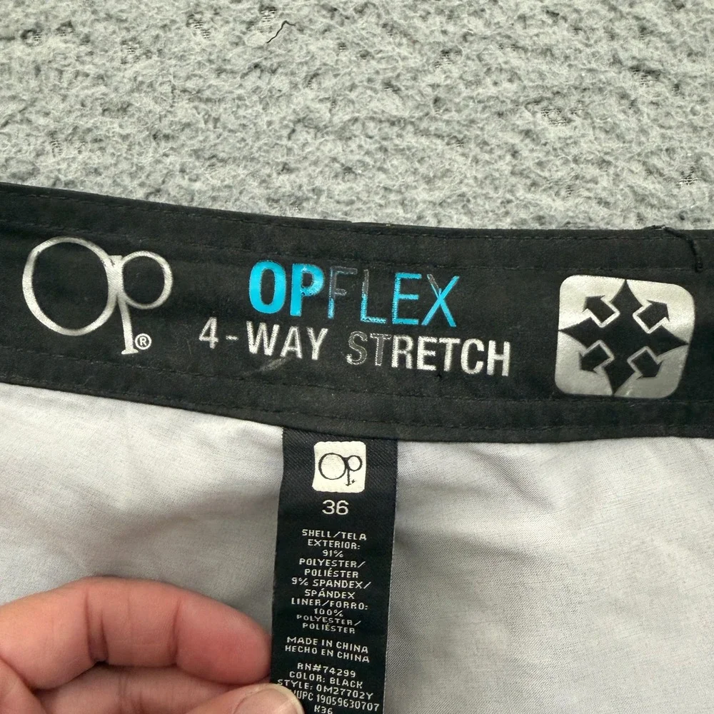 Ocean Pacific Board Shorts Mens 36 OPFlex 4-Way Stretch Black Striped